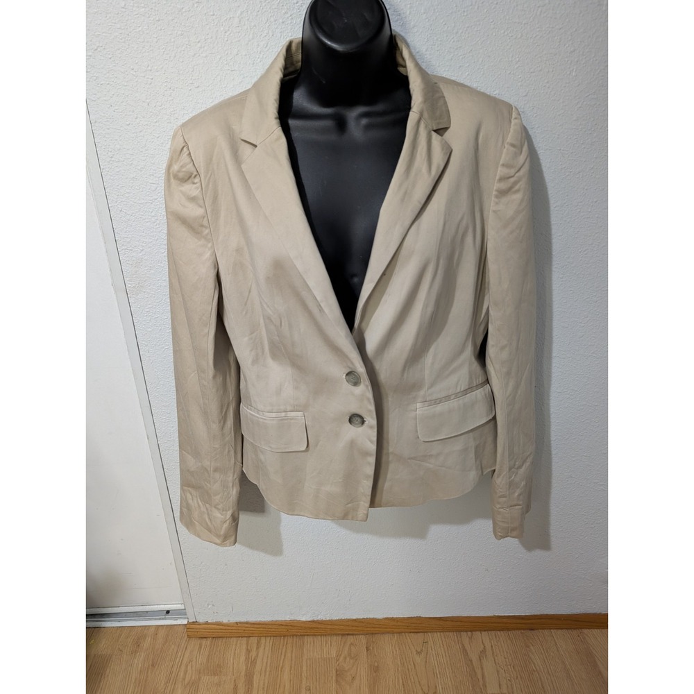 Ann Taylor Neutral Beige Cotton Stretch Blazer Size 8 Workwear Classic‎